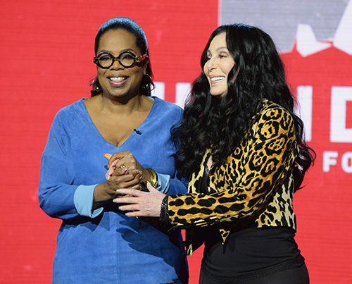 Oprah and Cher Oprah and Cher at Hand-In-Hand hurricane relief benfeit