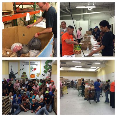 Panera Bread employees volunteer at a food bank