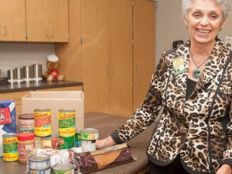Bea Hanson, food bank CEO with a diabetes management box.