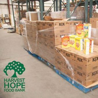 Donated cereal at Harvest Hope
