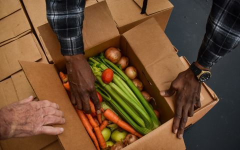 Produce at a mobile pantry in Michigan