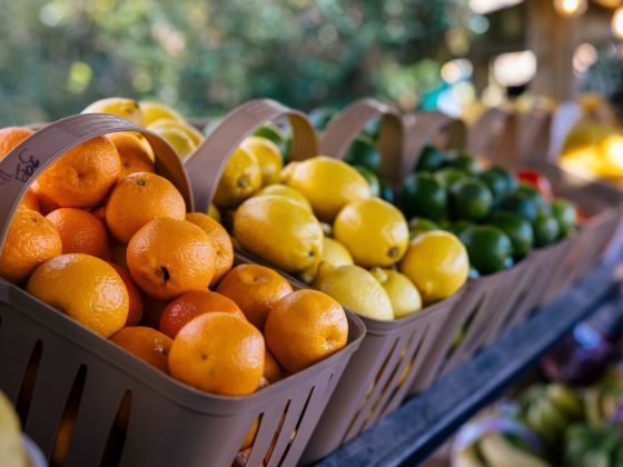 A row of fresh fruit
