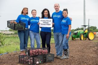 Nationwide Foundation employees volunteering on farm