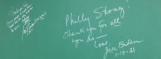 Philly Strong! Thank you for all you do. Love Jill Biden 1-18-21.