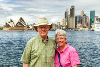 Dave and Sue in front of the Sydney Opera House.