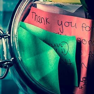 thank you cards in a jar