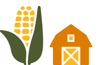 Illustration of corn and a barn
