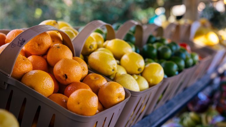 A row of fresh fruit