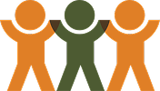 Three person stick figure icon.