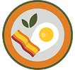 Bacon and eggs icon.