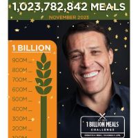 Thermometer showing Billion Meals Goal met as of 11/2023