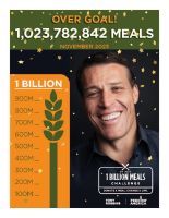 Thermometer showing Billion Meals Goal met as of 11/2023