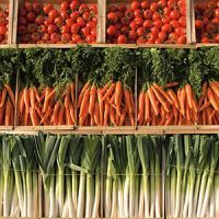 Carrots, leeks, tomatoes