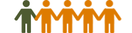 Illustration showing 5 stick figures in a row with one highlighted in green.